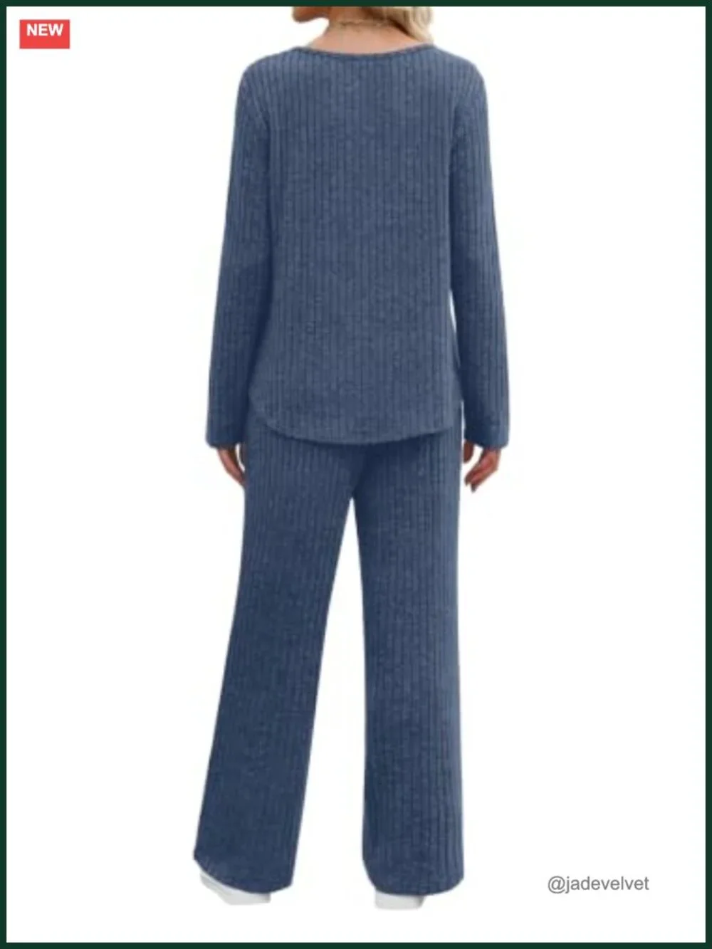 Women's 2 Piece Sweater Lounge Set V-Neck Wide Leg Pants